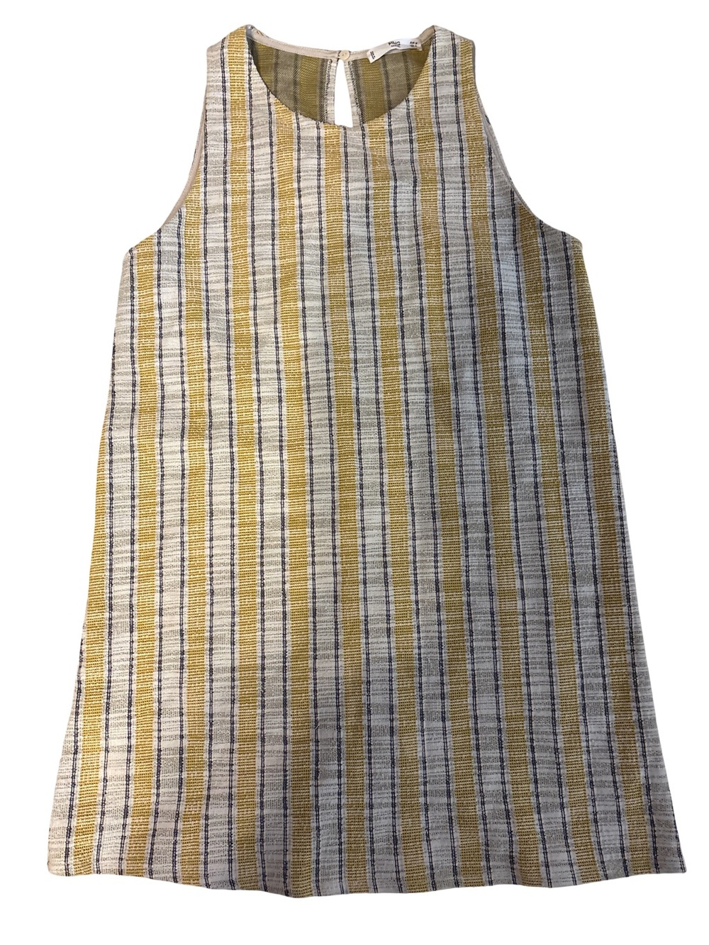 Striped Yellow & White Sleeveless Mini Shift Dress